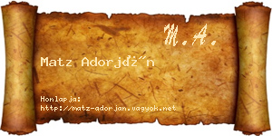Matz Adorján névjegykártya